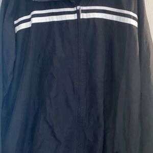 Vintage 90s Jerzees Black and White Windbreaker Athletic Jacket size XL